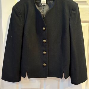Vintage Worthington  Women's Black Blazer Wool Gold-Tone‎ Buttons size 18